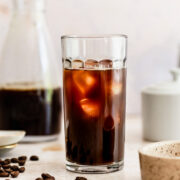 iced americano with pink background
