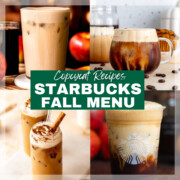 A collage of four copycat starbucks drinks from the fall menu.